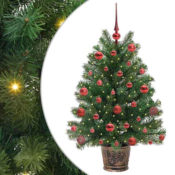 vidaXL Umělý vánoční stromeček s 150 LED diodami Zelená 95 cm PE a PVC