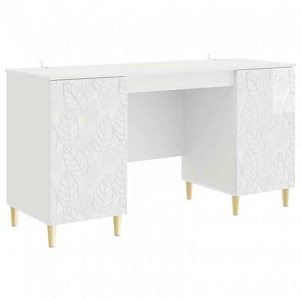 vidaXL Stůl Bílá s vysokým leskem 142,5 x 50 x 75 cm Kompozitní dřevo