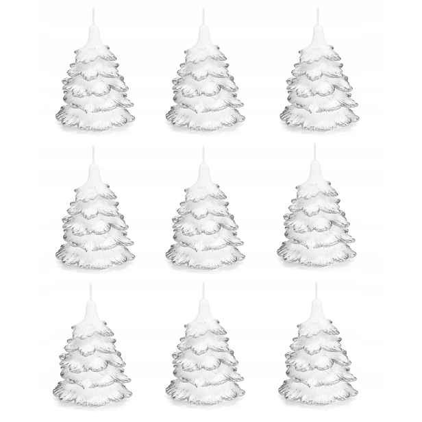 9 x svíčky, vánoční stromek 10 cm, stříbrná barva