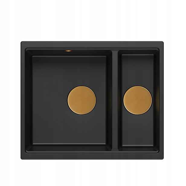 Quadron Logan 150 Granitový dřez 56x46x22 cm 1,5-komorový Černá měď