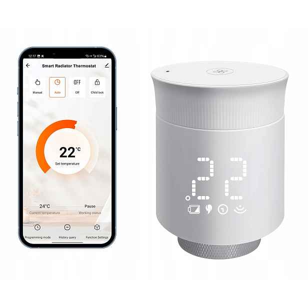 Inteligentní radiátorová hlavice Termostat Ventil LCD Smart Home Tuya Zigbee