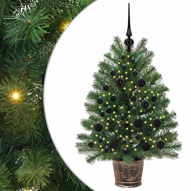vidaXL Umělý vánoční stromeček s 150 LED diodami Zelená 95 cm PE a PVC