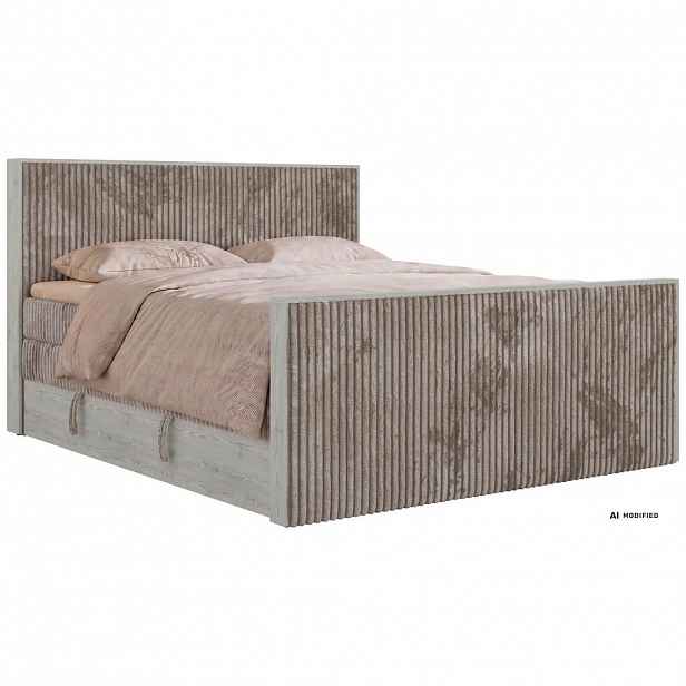 MKS POSTEL BOXSPRING NORDIC KING DUO 180/200 - Světle hnědá Manšestr - Topper T25 - H4