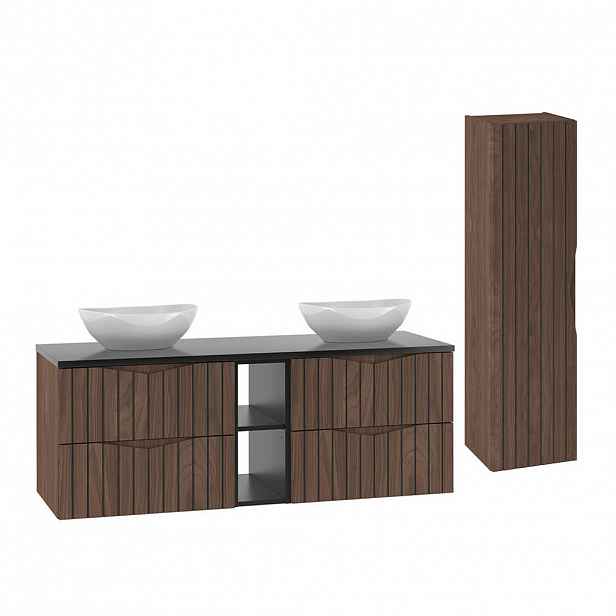 Petits-meubles KOUPELNOVÝ NÁBYTEK 140.6cm Siena 2er-Set Dřevo a černá