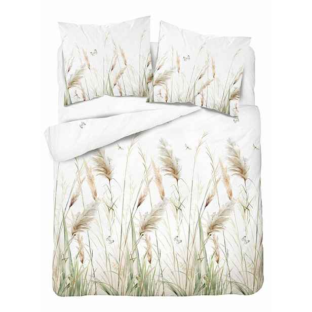 Povlečení 220x200 bílé s pampovou trávou Floral Harmony