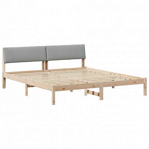 vidaXL Rám postele s čelo Hnědá a světlá šedá 200 x 200 cm