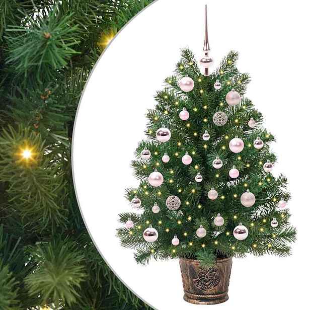 vidaXL Umělý vánoční stromeček s 150 LED diodami Zelená 95 cm PE a PVC