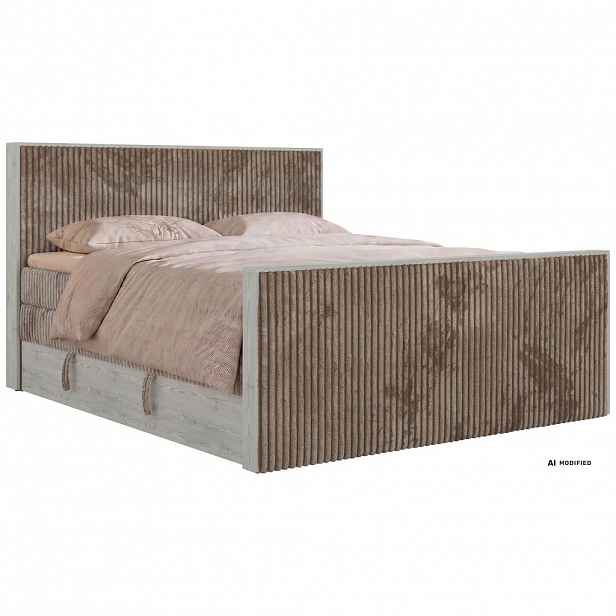 MKS POSTEL BOXSPRING NORDIC KING DUO 180/200 - Hnědá Manšestr - Topper T25 - H3