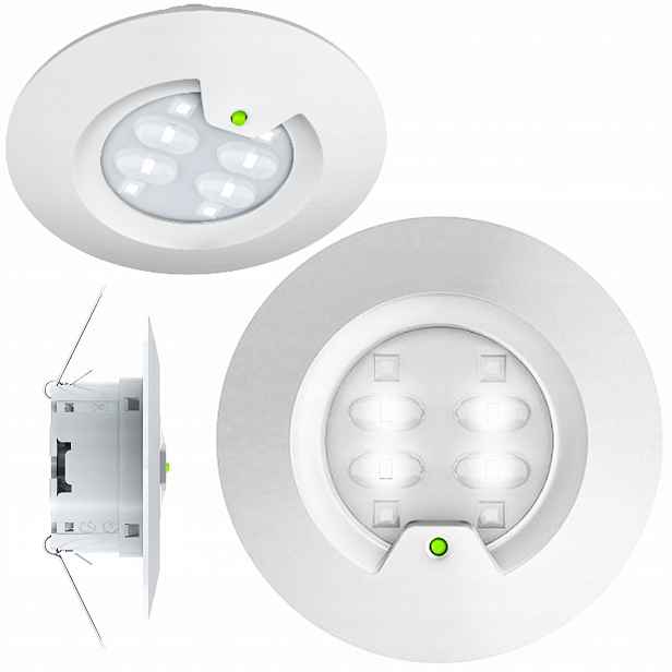 Nouzová lampa RoundTech s otevřenou optikou 150 lm Nm 3H IP44