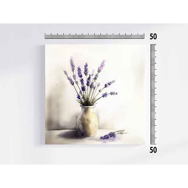 Obraz Na Plátně Canvas Dekorace Ozdoba Květiny Levandule Váza Příroda 50x50