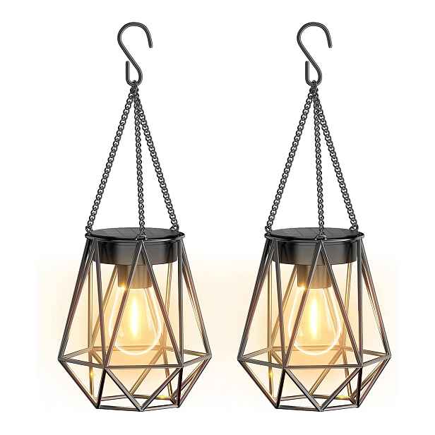 Solární zahradní závěsné Led lampy IP65, voděodolné, sada dvou