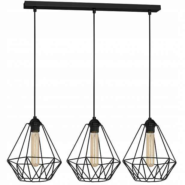 Stropní lustr, závěsná loftová lampa, černý obývací pokoj