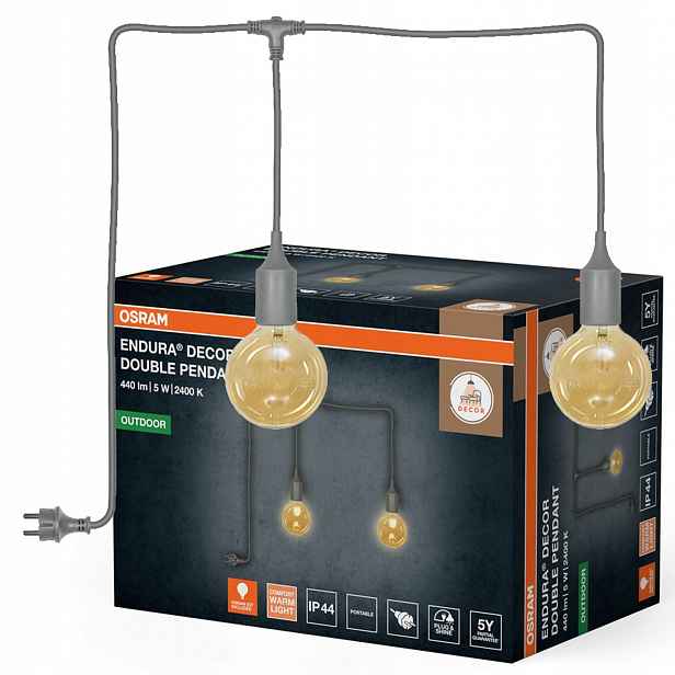 Závěsná stropní lampa Zwis 2.5W 440lm 2400K 2xE27 Šedá IP44 Osram