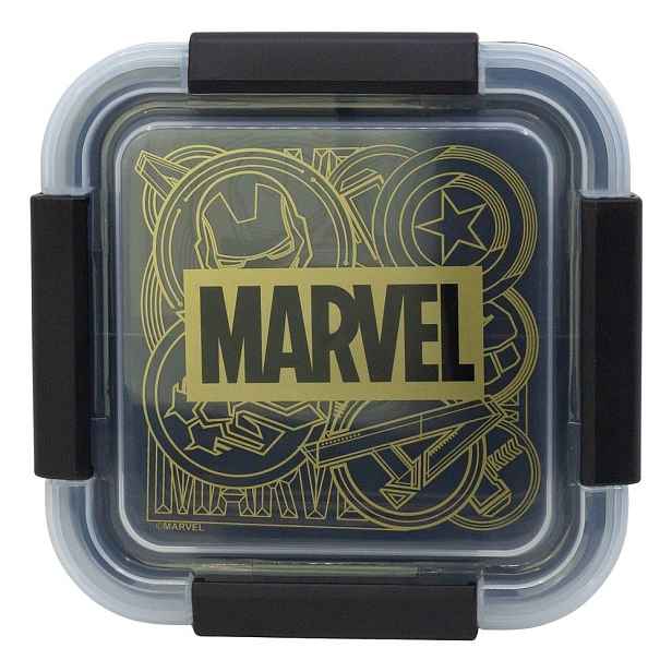 Černý plastový dětský svačinový box Marvel – STOR