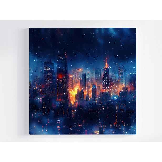 Obraz Na Plátně Canvas Město Panorama Mrakodrapy Noc Světla Pohled 50x50