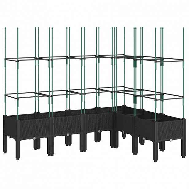 vidaXL Zahradní truhlík s treláží černý 160 x 120 x 142,5 cm PP