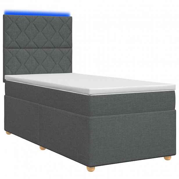vidaXL Postel boxspring s matrací s čelo Tmavě šedá 90 x 190 cm Textil