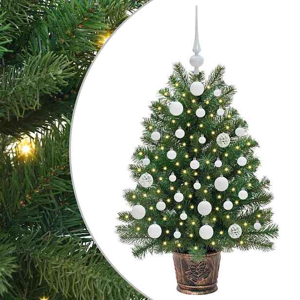vidaXL Umělý vánoční stromeček s 150 LED diodami Zelená 95 cm PE a PVC