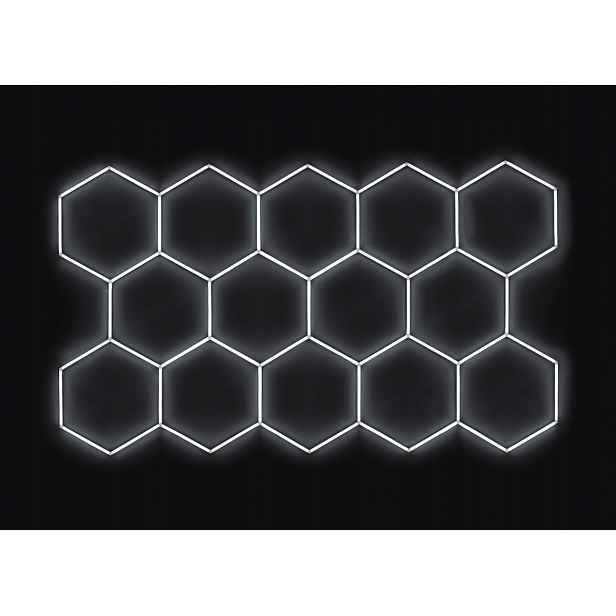 Escape6 Kompletní Led hexagonové svítidlo bílé 6500K, 14 elementů 420x238cm