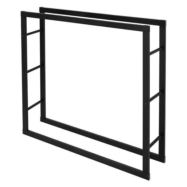 ML-DESIGN POLIČKA NA DŘEVO DO KRBU 100x100x25 cm, obdélníková, černá, z kovu, pro vnitřní i venkovní použití