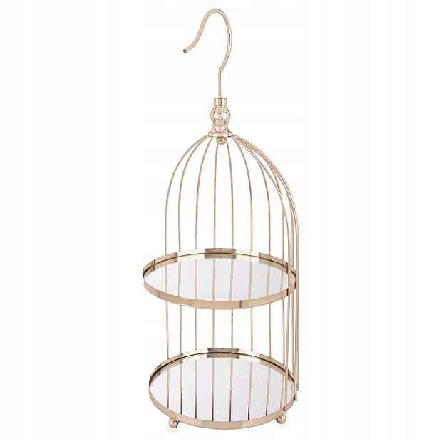 Podnos Zrcadlová Klec Se Zrcadlem Zlatá Kovová 60x25 cm Moderní Glamour