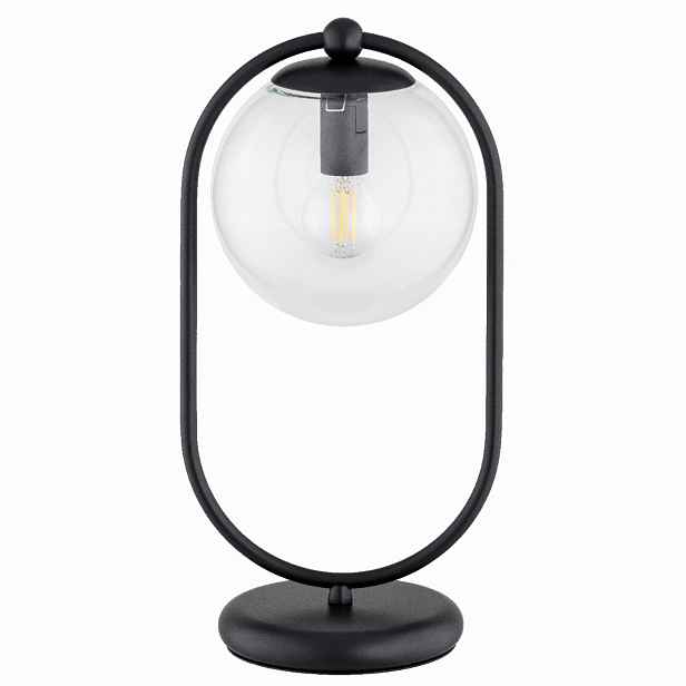Stolní lampa noční černá oválná skleněná koule 1xE14 10W Srbsko Alfa