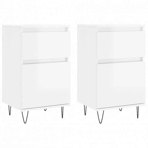 vidaXL Příborníky 2 ks bílé vysoký lesk 40x35x70 cm kompozitní dřevo