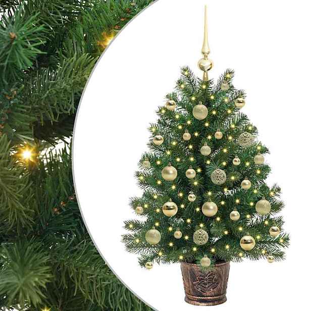 vidaXL Umělý vánoční stromeček s 150 LED diodami Zelená 95 cm PE a PVC