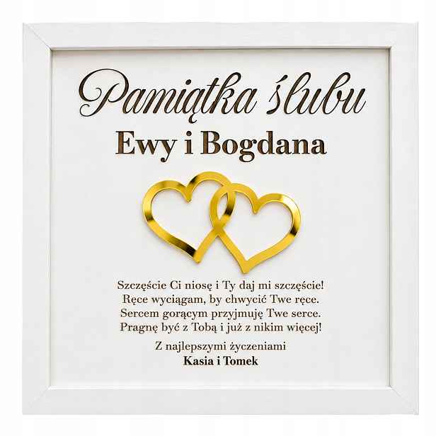 Pamětní předmět na svatba v rámečku, dárek s jmény pro mladý pár, personalizovaný
