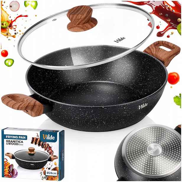 Granitová pánev na smažení dušení hluboká s poklicí Vilde 28 cm 3,5 l