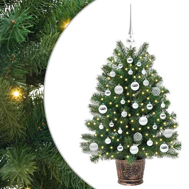 vidaXL Umělý vánoční stromeček s 150 LED diodami Zelená 95 cm PE a PVC