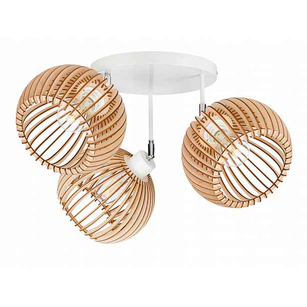 Lampa stropní svítidlo lustr pohyblivý vysoký stropní Loft stínidlo koule 36 Dřevo E27
