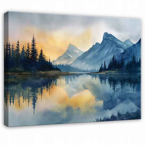 Obraz Hory Les Jezero Příroda Krajina Do Ložnice Obývacího Pokoje Na Plátně 90x60