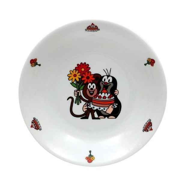 talíř d20cm hluboký, KRTEK a dort, dětský,český porc.