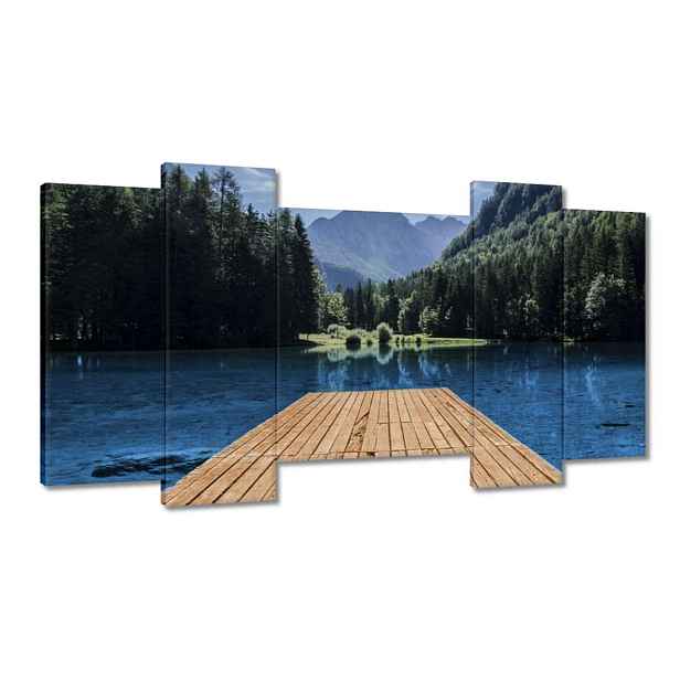 Obrazy 120x65 Dřevěný most v horách