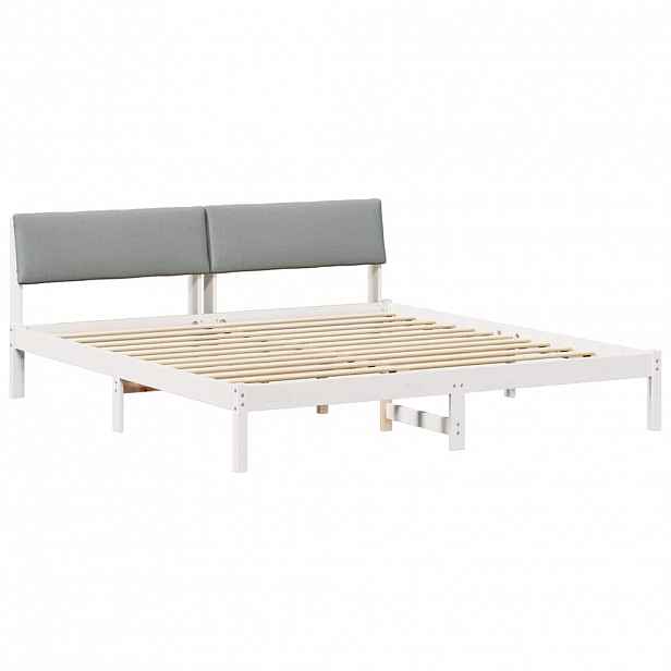 vidaXL Rám postele s čelo Bílá a světle šedá 200 x 200 cm