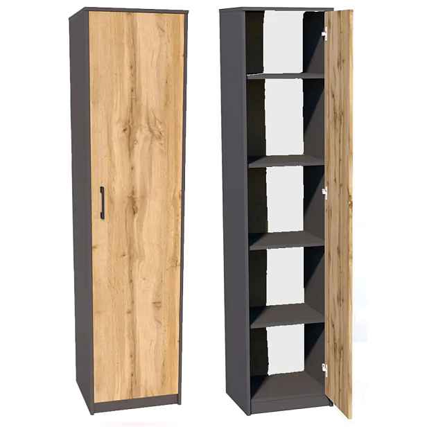 Casarredo Regálová skříň VERNIO - grafit/dub wotan