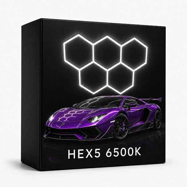 Černý stropní Led panel 168W pro dílnu a studio Hexagon 5 229x158 cm