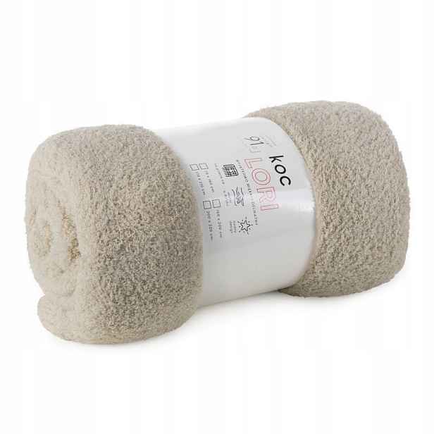 Deka z mikrovlákna typu flano 200x220 béžová měkká Lori D91