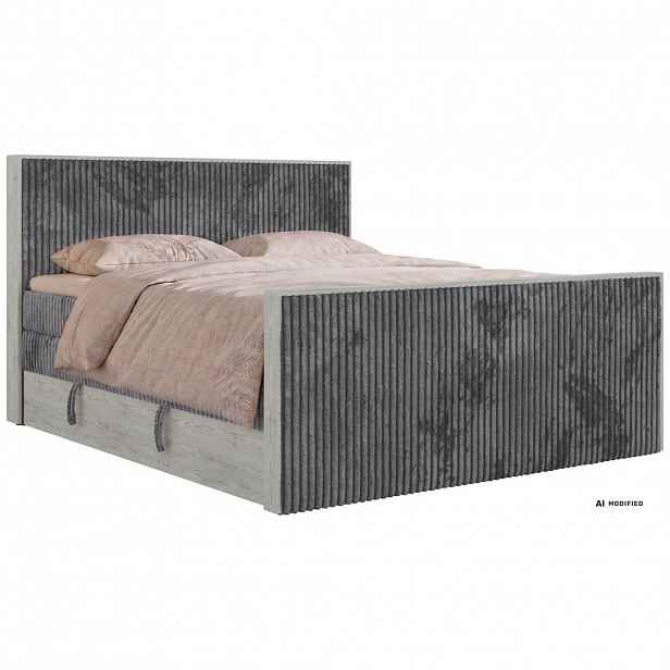 MKS POSTEL BOXSPRING NORDIC KING DUO 160/200 - Šedá Manšestr - Topper T25 - H3