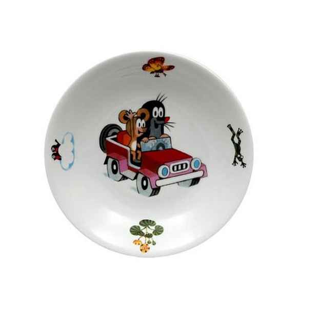talíř d20cm hluboký, KRTEK a auto, dětský,český porc.