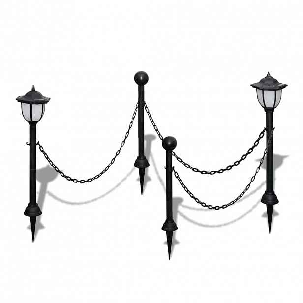 vidaXL Řetězový plot se solárními světly 2 LED lampy 2 sloupky