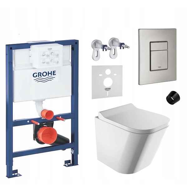 Podomítkový set Grohe Wc mísa Rim Omnires tlačítko nerezová ocel mat