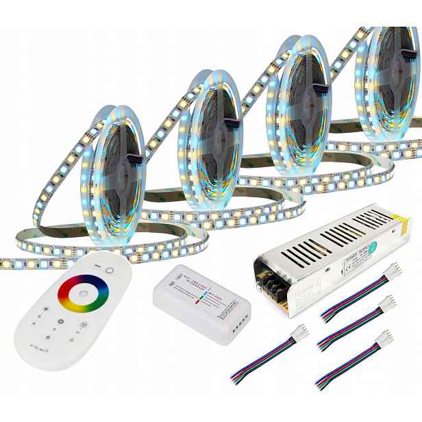 Set Led pásek Rgbw Bílý 20 m Dálkový Ovladač Rf Dotyk