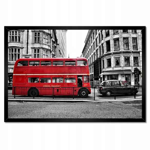 Plakáty v rámu 60x40 Červený autobus Londýn