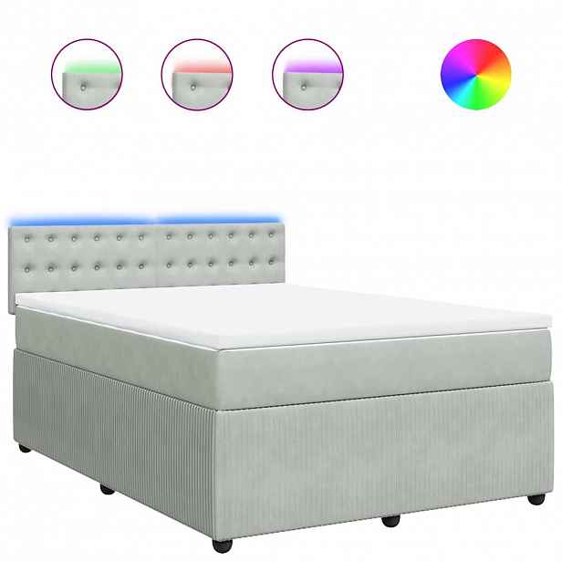 vidaXL Box spring postel s matrací světle šedá 140x190 cm samet