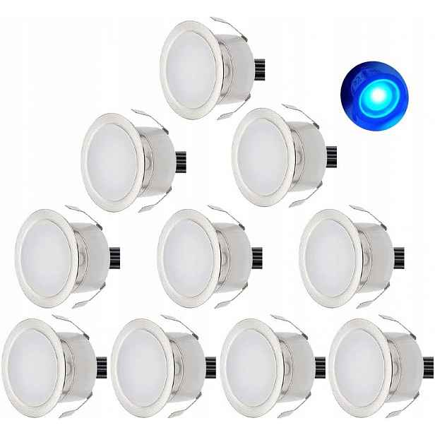 Led terasové lampy modré zahradní očka IP67 6V, sada 10 ks