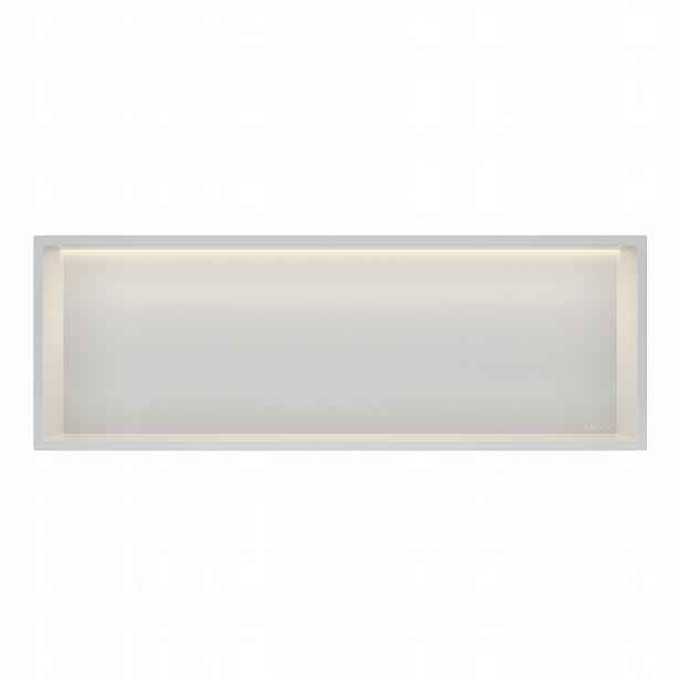Ocelová výklenková police do koupelny fWALL-BOX One White s Led 30x90x10 cm