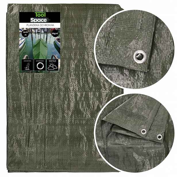Ochranná plachta 6x10 Zelená Hrubá 90g Silná Voděodolná 100% Uv +++