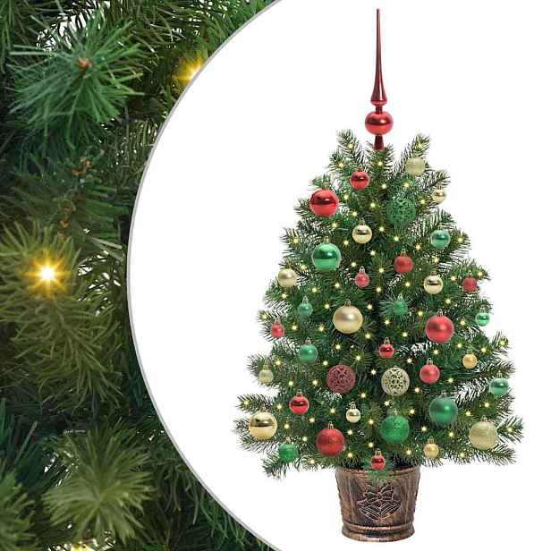 vidaXL Umělý vánoční stromeček s 150 LED diodami Zelená 95 cm PE a PVC